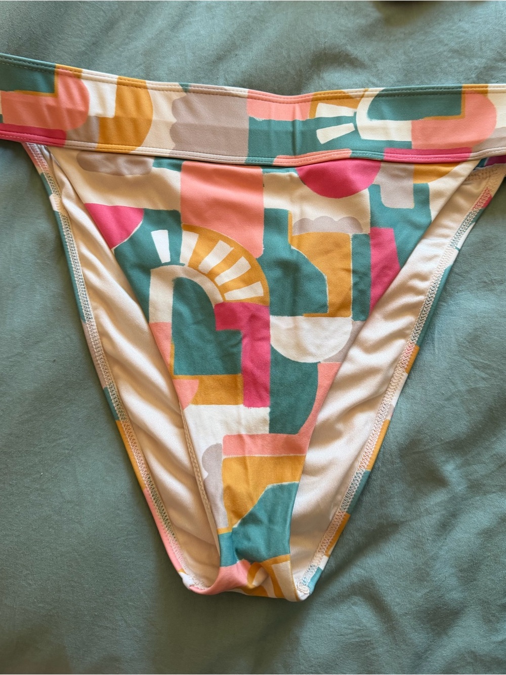 O'Neill Multicolor Geometric Bikini Bottoms - Teal, Pink, Yellow